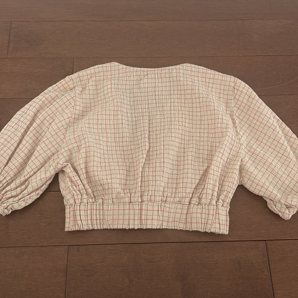 5/$25 Zara Women's Cream Checkered crop Top - Picture 5 of 7